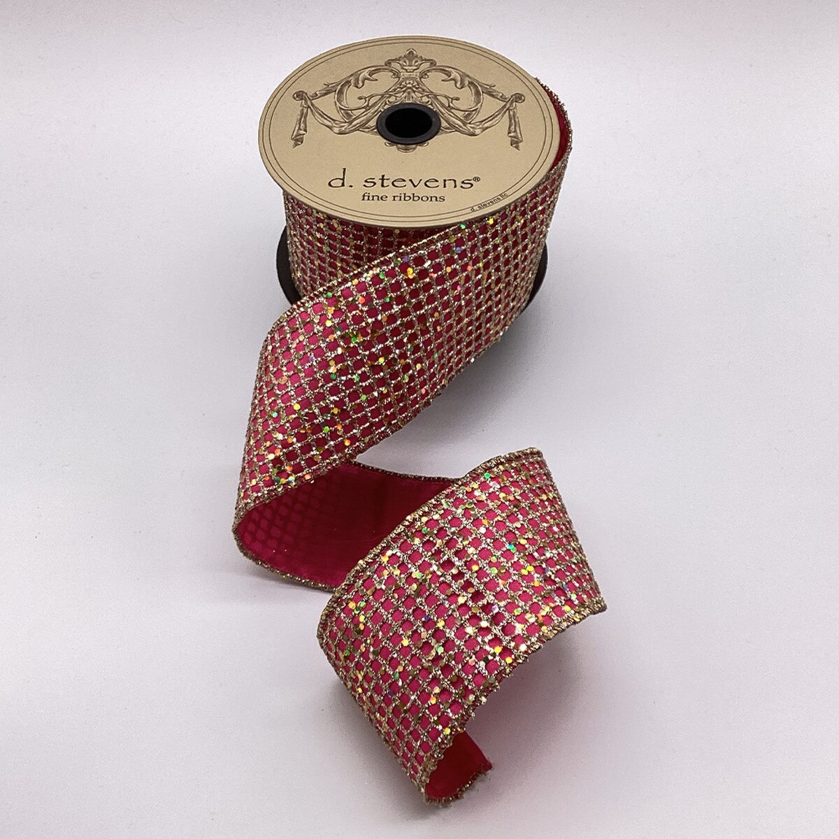 Hot Pink Taffeta Glitter Mesh Ribbon 2.5" x 10 Yds