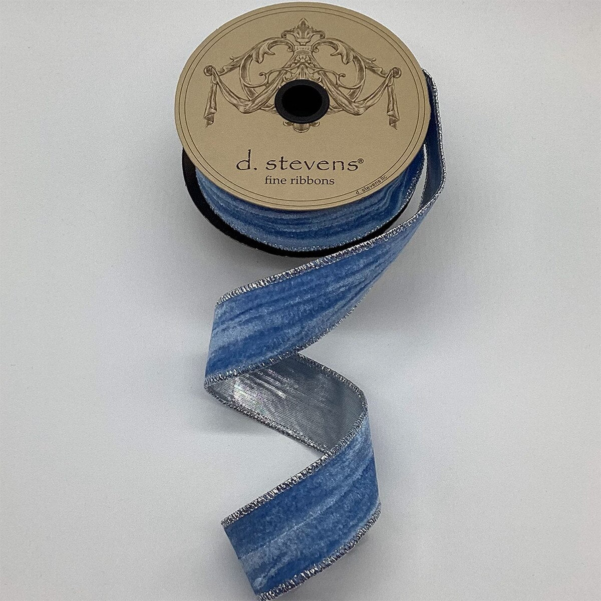 Sky Blue Marble Velvet Gold Lame Ribbon 1.5" x 10 Yds