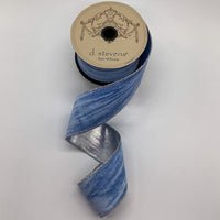 Sky Blue Ribbon Marble Velvet Silver Lame 2.5