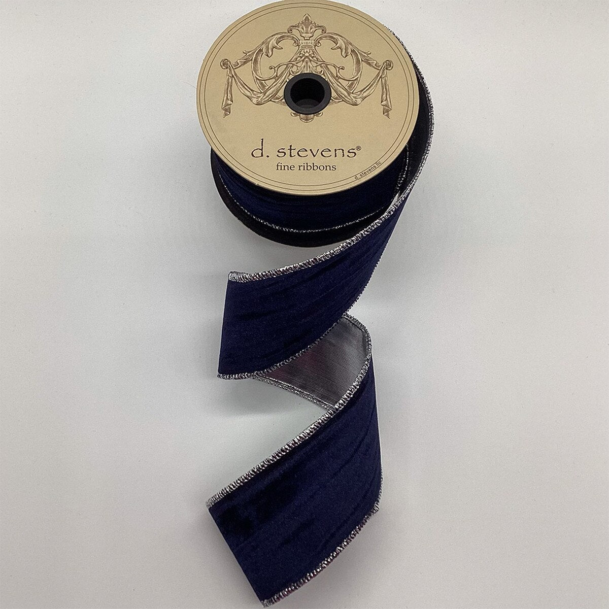 Marble Velvet Midnight Ribbon 2.5 Inch Silver Lame