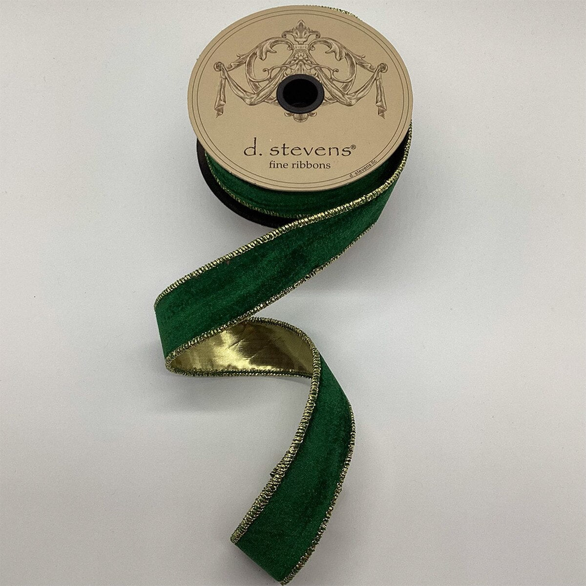 Hunter Green Marble Velvet Gold Lame Ribbon 1.5" x 10 Yds