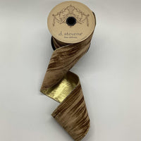 Marble Velvet Ribbon Gold Lame Back Latte 4
