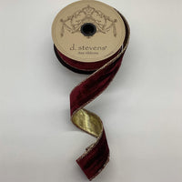 Burgundy Ribbon Marble Velvet Gold Lame 1.5
