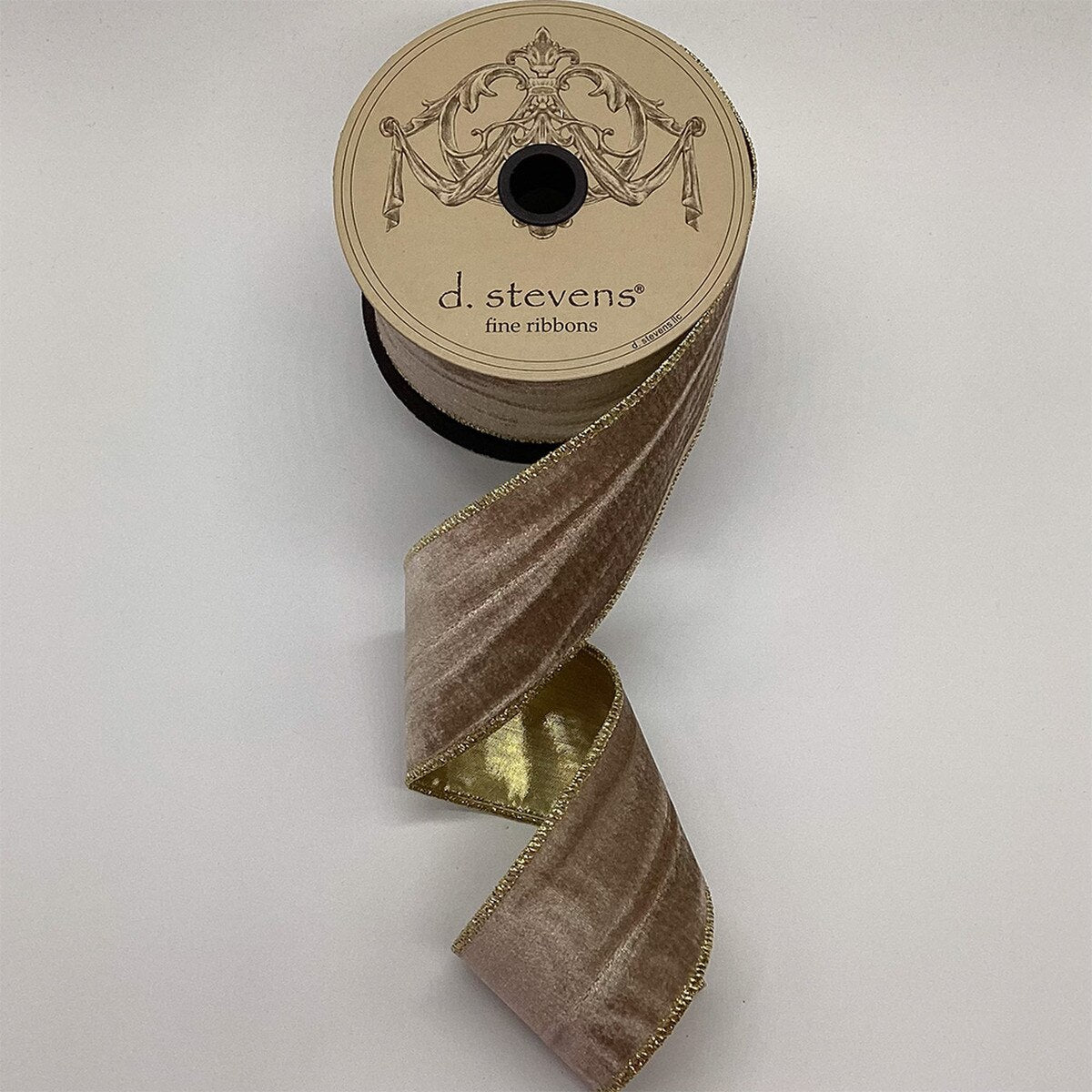 Marble Velvet Ribbon 2.5 Inch Gold Lame Back