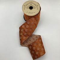 Jacquard Floral Ribbon Orange Copper 4 Inch x 10 Yards