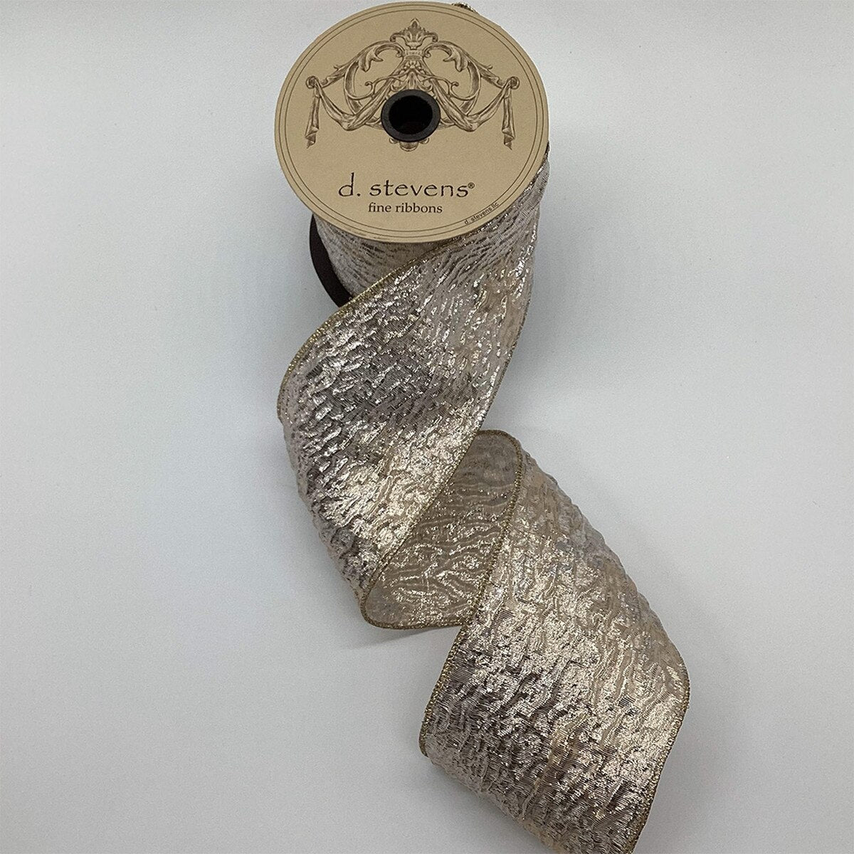 Gold Silver Crushed Metallic Lame Ribbon 4 Inch x 10 Yds