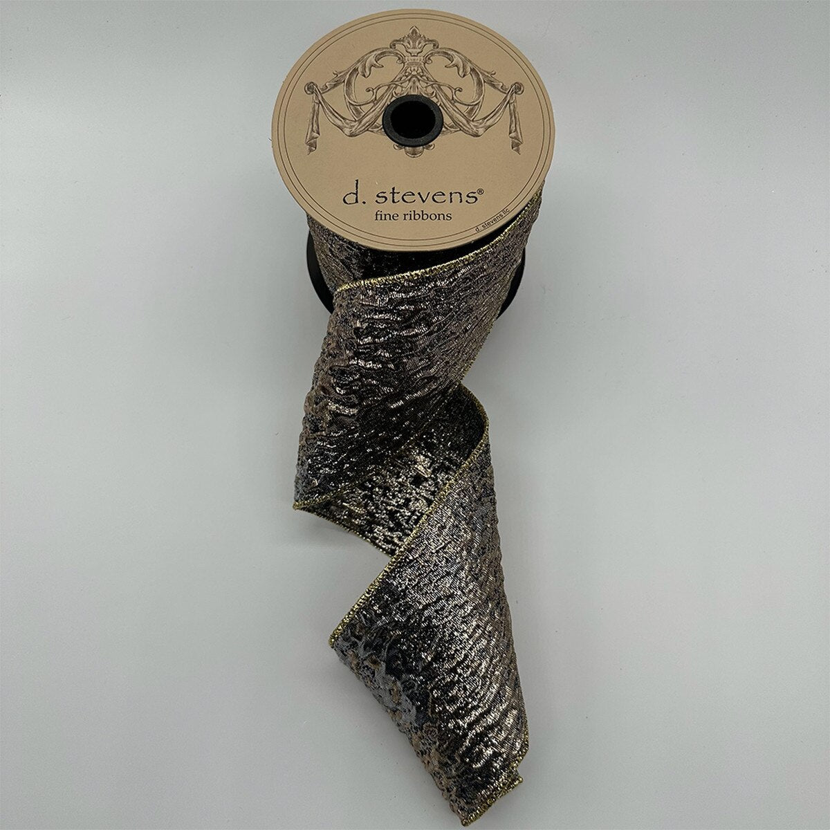 Black Gold Crushed Metallic Lame Ribbon 4 Inch x 10 Yds