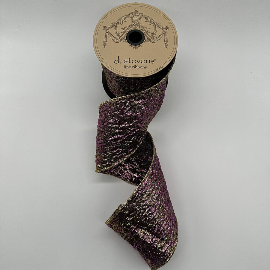 Purple Crushed Metallic Lame Ribbon 4 Inch x 10 Yards