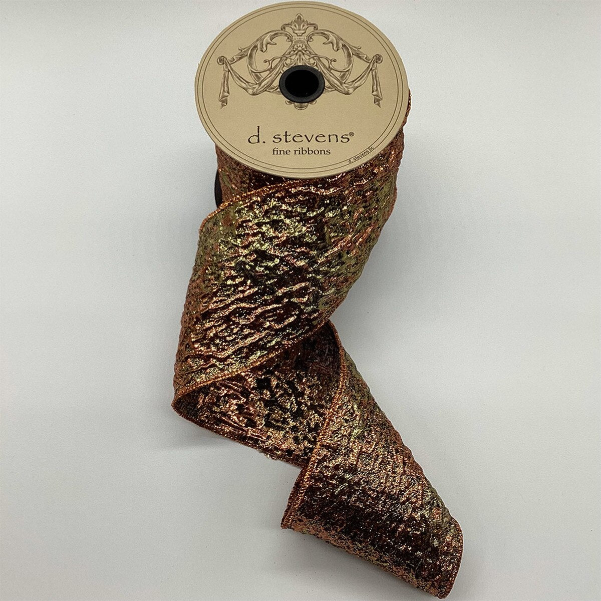 Black Copper Crushed Metallic Lame Ribbon 4" x 10 Yds