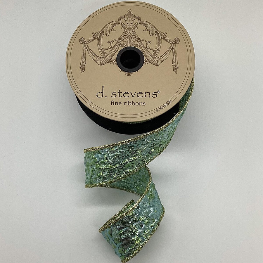 Aqua Green Crushed Metallic Lame Ribbon 1.5" x 10 Yds