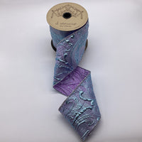 Blue Orchid Floral Embossed Metallic Lame Ribbon 4