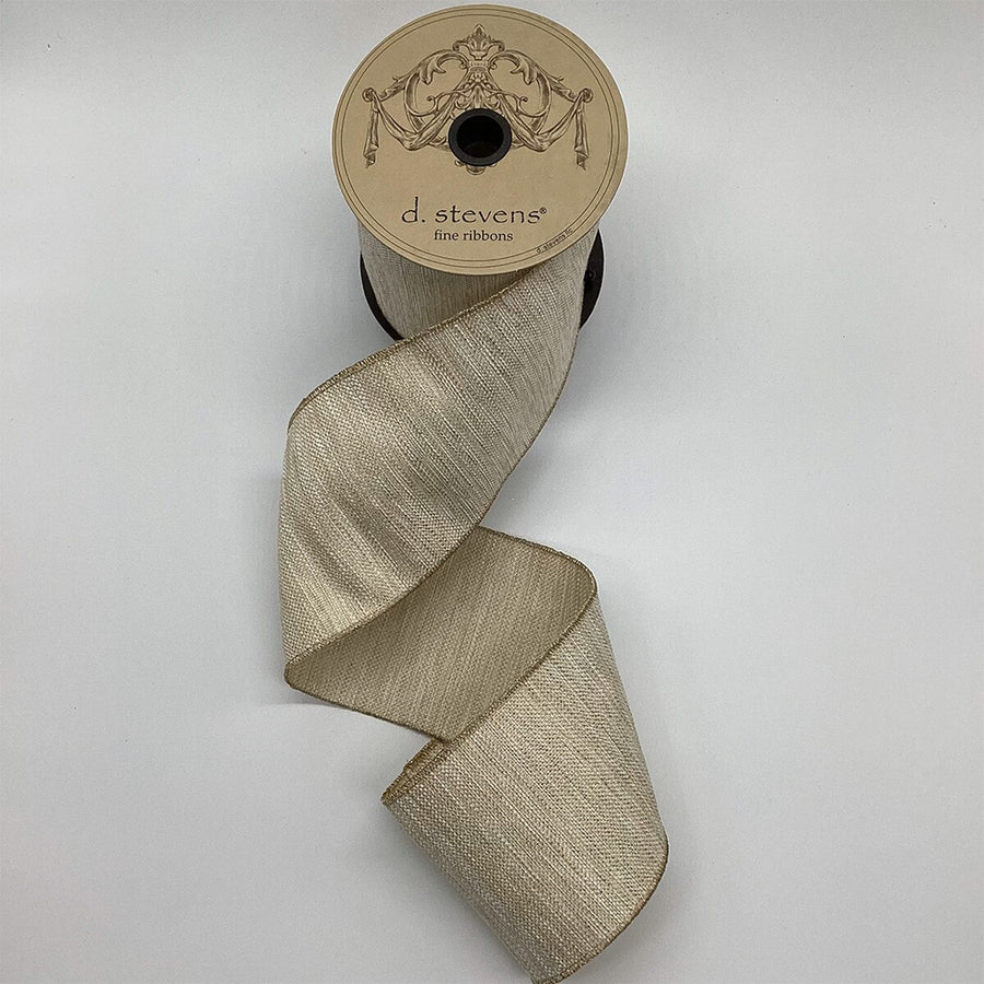 Alabaster Metallic Basket Weave Ribbon 4 Inch x 10 Yds