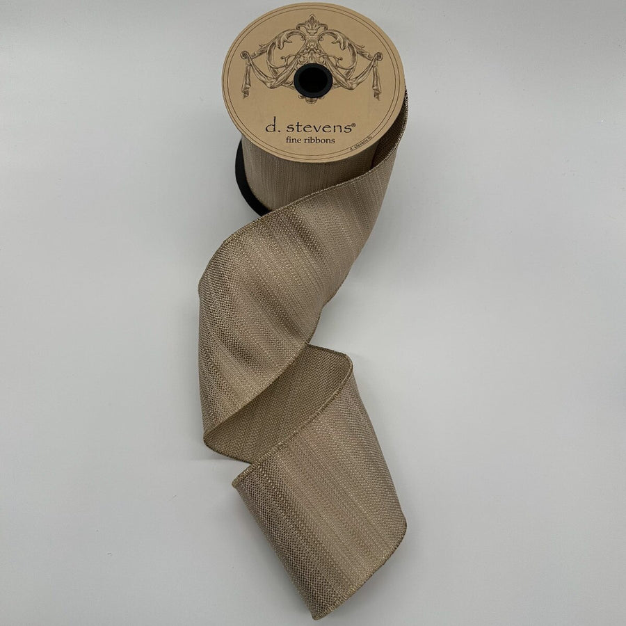 Khaki Metallic Basket Weave Ribbon 4 Inch x 10 Yards
