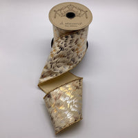 Faux Suede Ivory Ribbon with Metallic Feathers 4