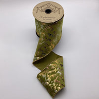 Olive Faux Suede Metallic Feathers Ribbon 4