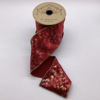 Raspberry Faux Suede Metallic Feathers Ribbon 4