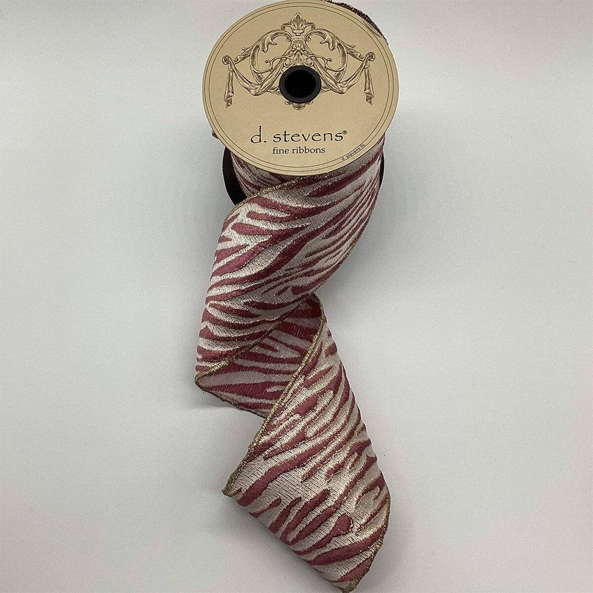 Rose Pink Jacquard Animal Stripes Ribbon 4" x 10 Yds