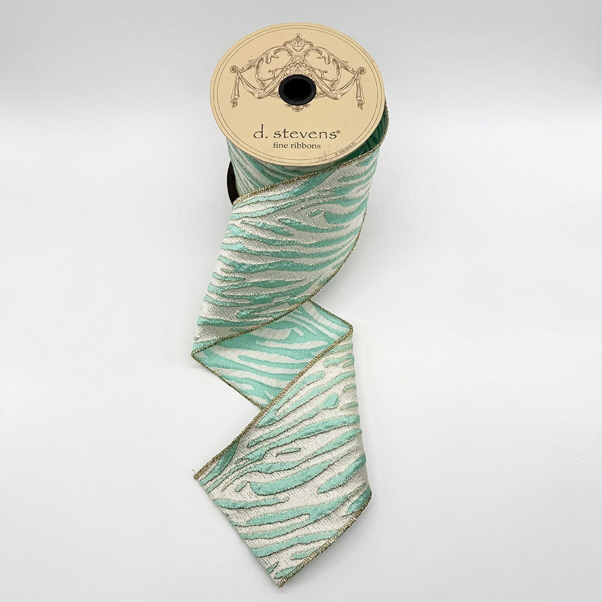 Aqua Jacquard Animal Stripes Ribbon 4 Inch x 10 Yds