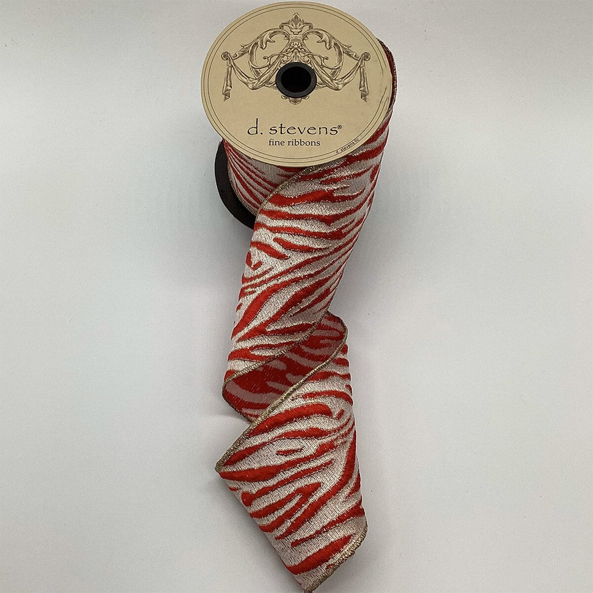 Red Jacquard Animal Stripes Ribbon 4 Inch x 10 Yards