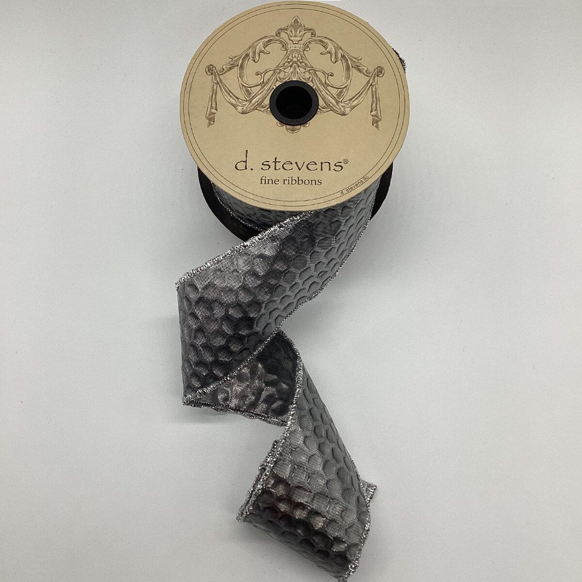 Pewter Ribbon with Acrylic Raindrops 2.5" x 10 Yds