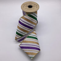 Diagonal Stripes Ribbon White Purple Green Gold 4