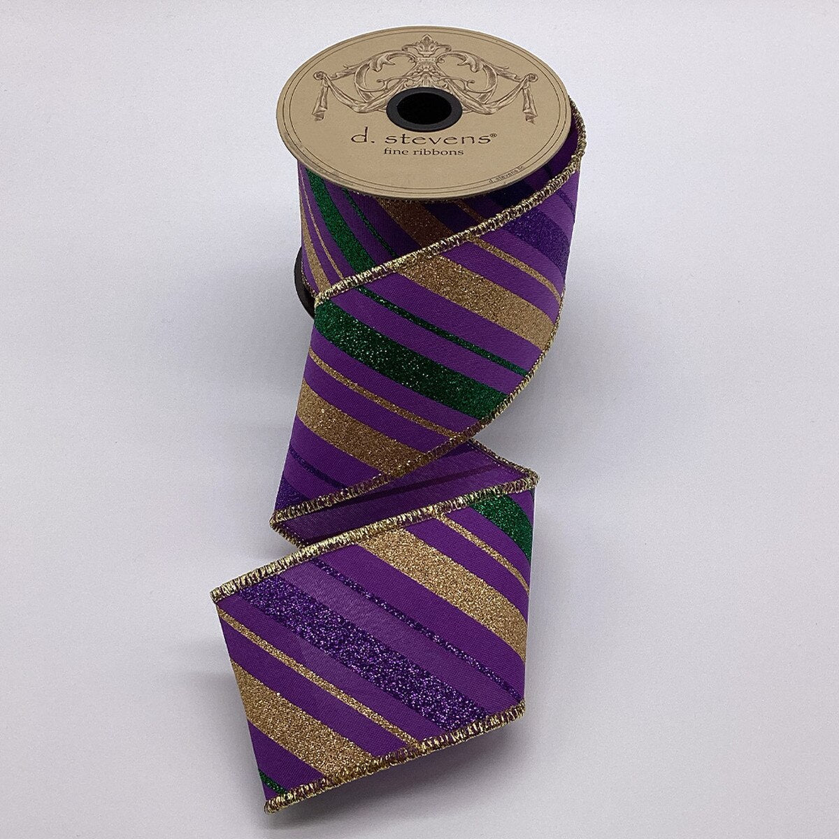 Purple Green Gold Poplin Ribbon 2.5 Inch x 10 Yds