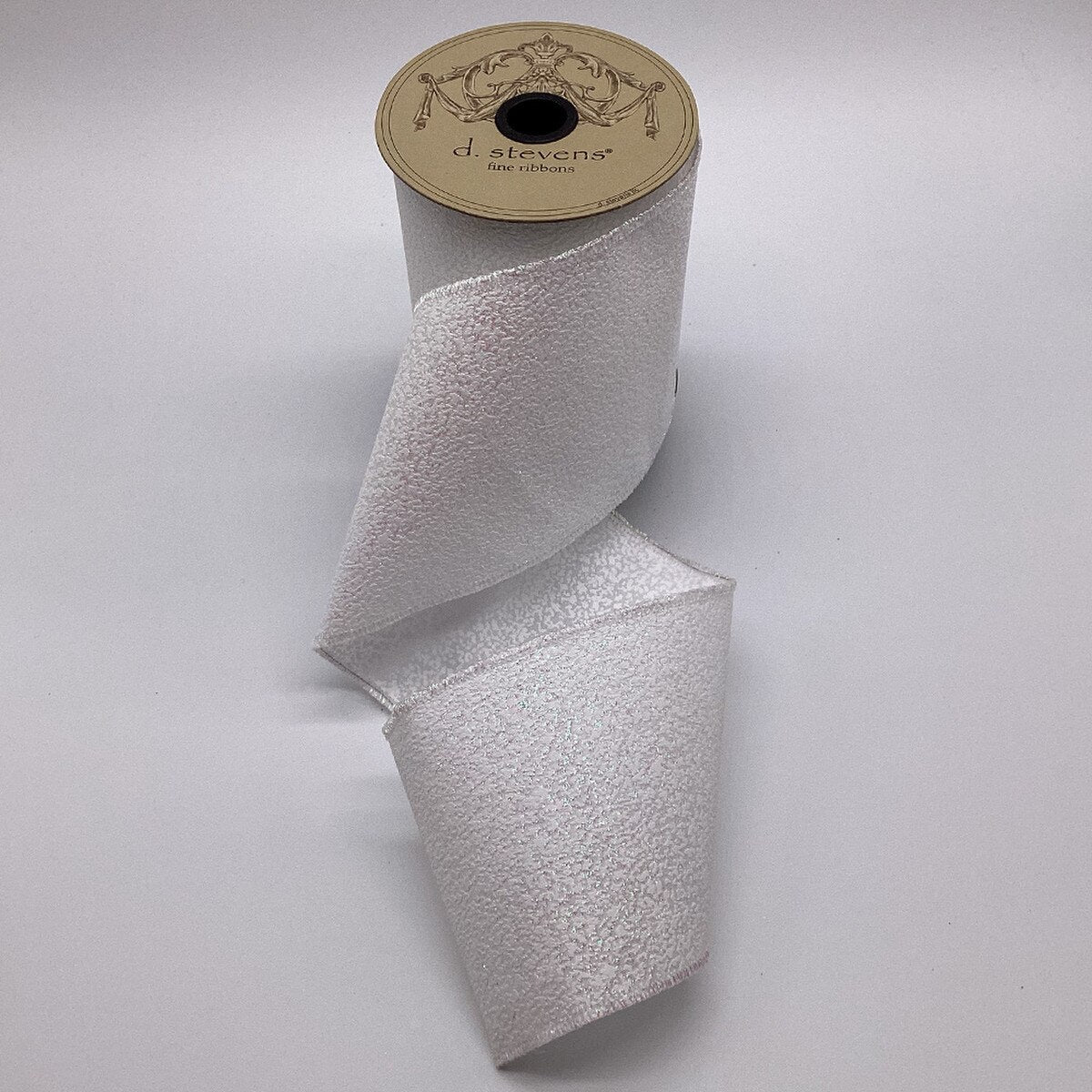 Iridescent White Poplin Splatter Glitter Ribbon 4" x 10 Yds