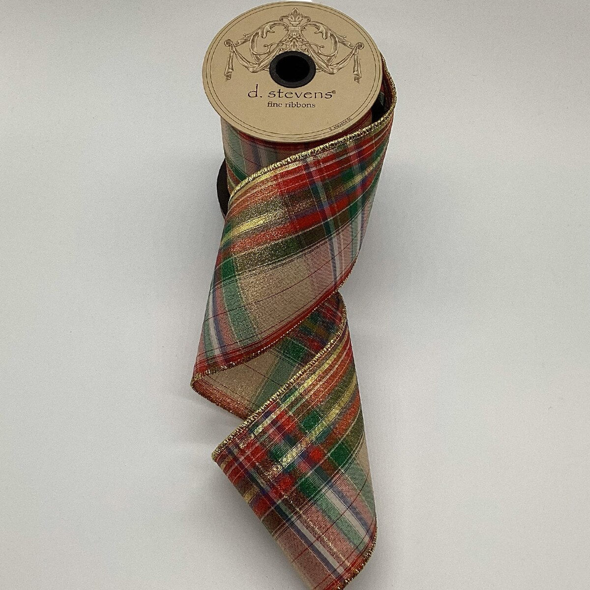 Plaid Poplin Ribbon Gold Red Green Blue 4" x 10 Yds