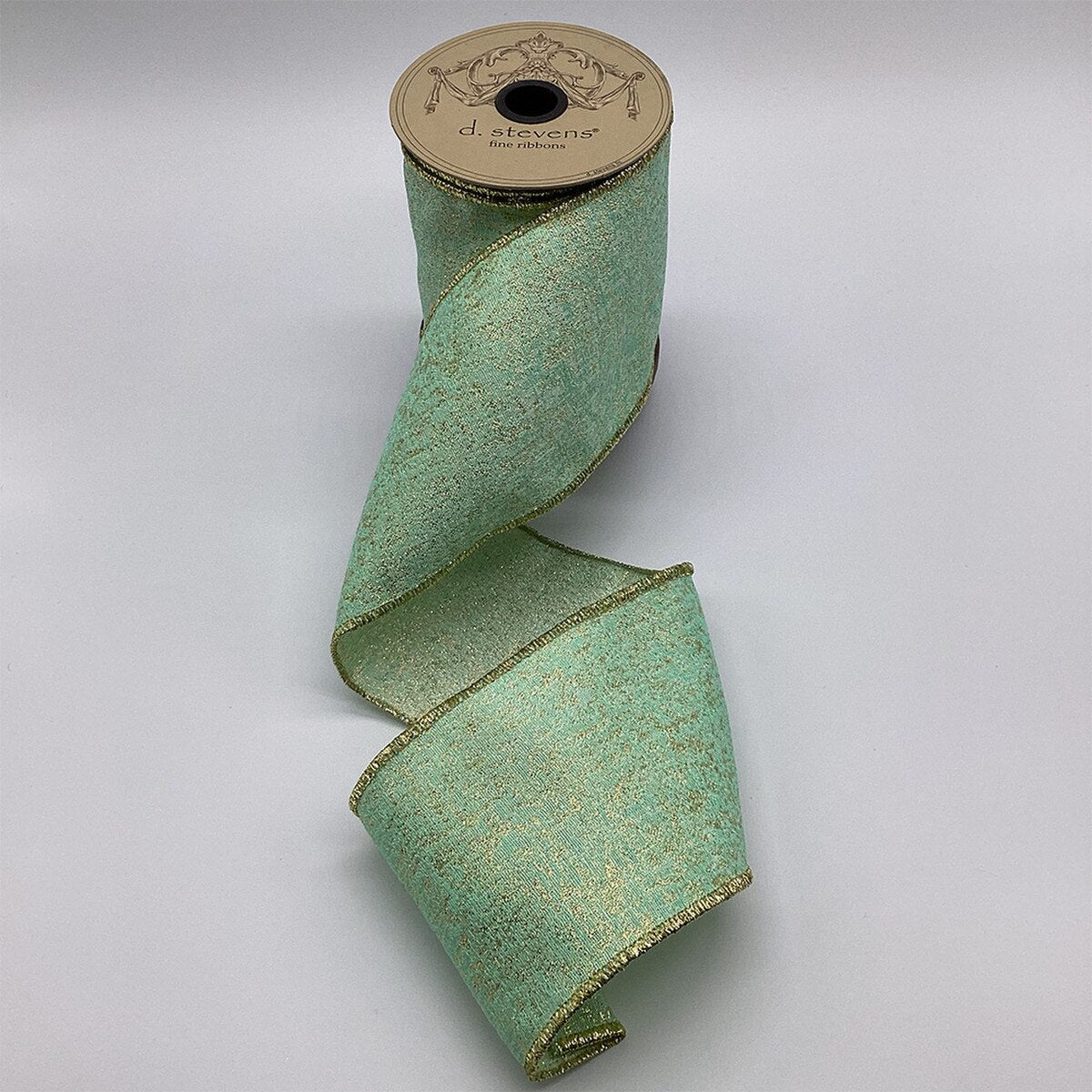 Green Gold Metallic Jacquard Ribbon 4 Inch x 10 Yards
