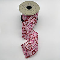 Glitter Heart Ribbon Pink Red Black 2.5 Inch x 10 Yds