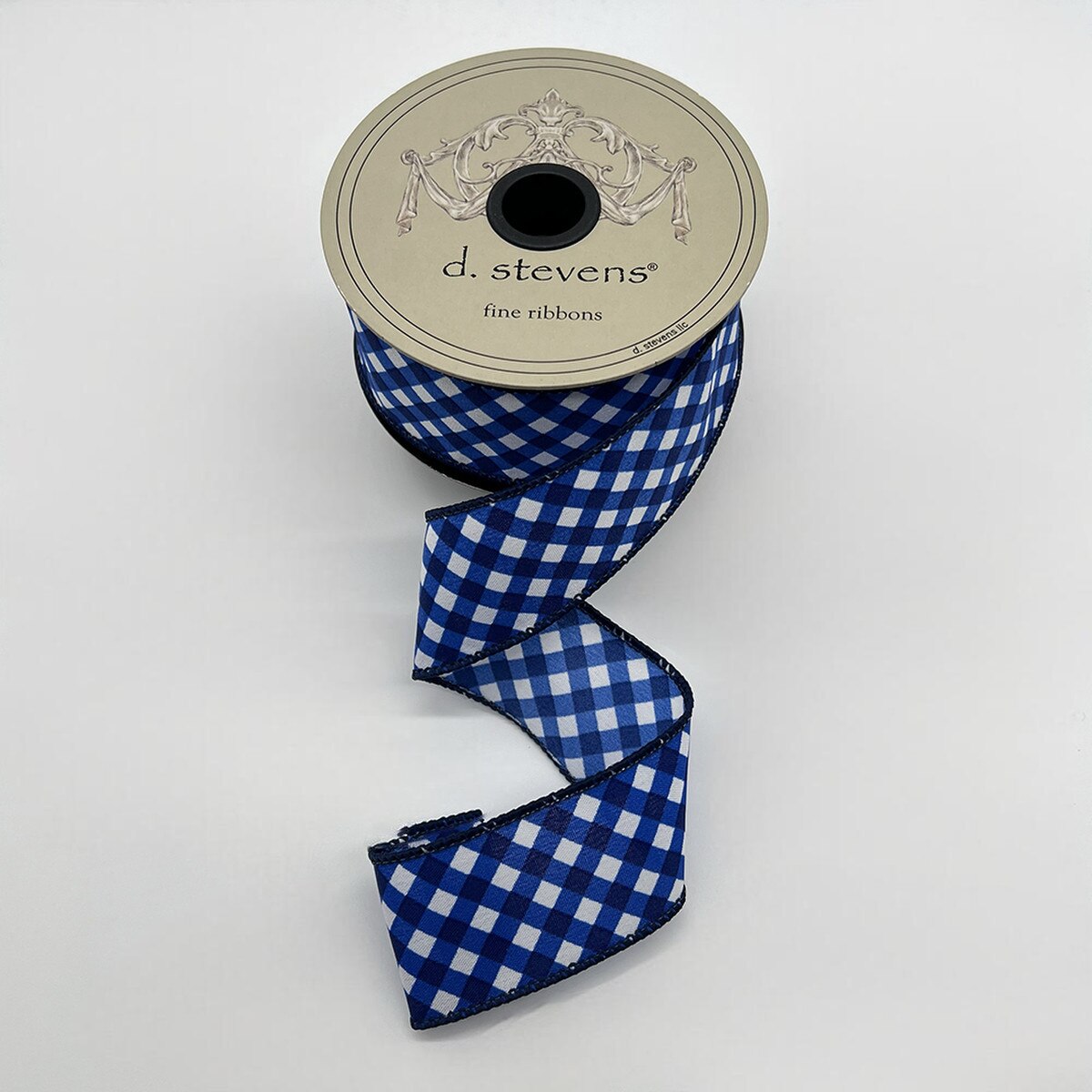 Navy White Poplin Criss Cross Check Ribbon 1.5" x 10 Yds