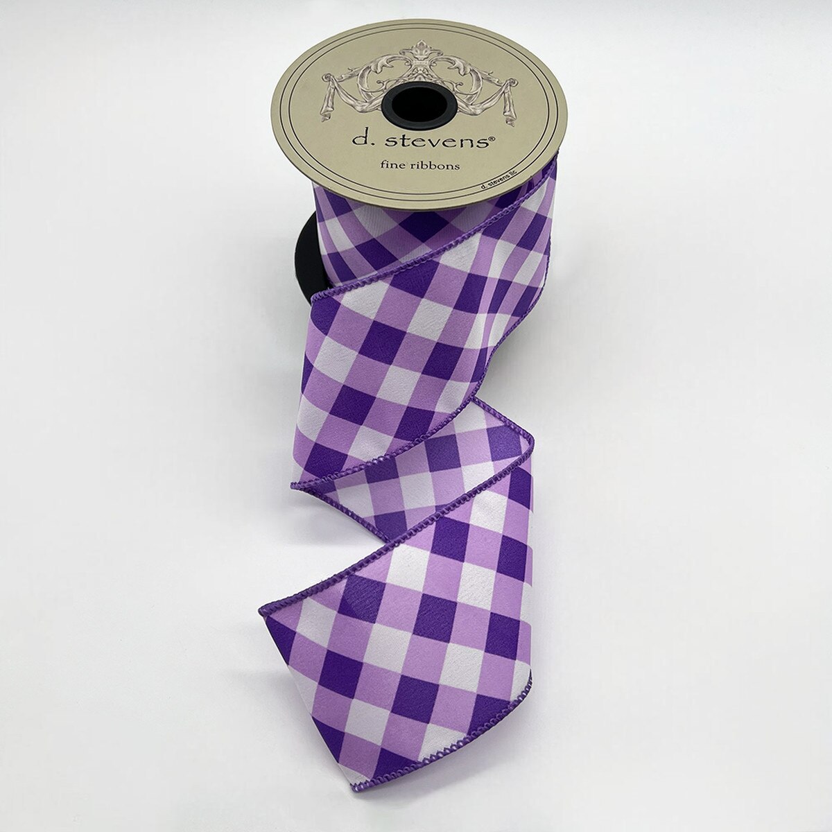 Purple White Poplin Criss Cross Check Ribbon 2.5" x 10 Yds