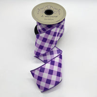 Purple White Poplin Criss Cross Check Ribbon 2.5