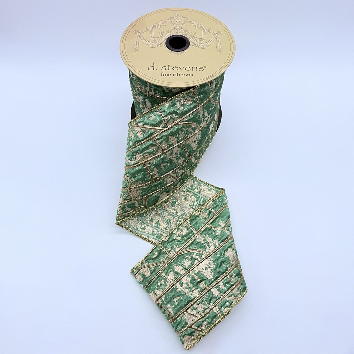 Aqua Green Metallic Abstract Pollock Jacquard Ribbon 4" x 10 Yds