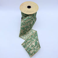 Aqua Green Metallic Abstract Pollock Jacquard Ribbon 4