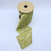 Lime Green Metallic Abstract Pollock Jacquard Ribbon 4