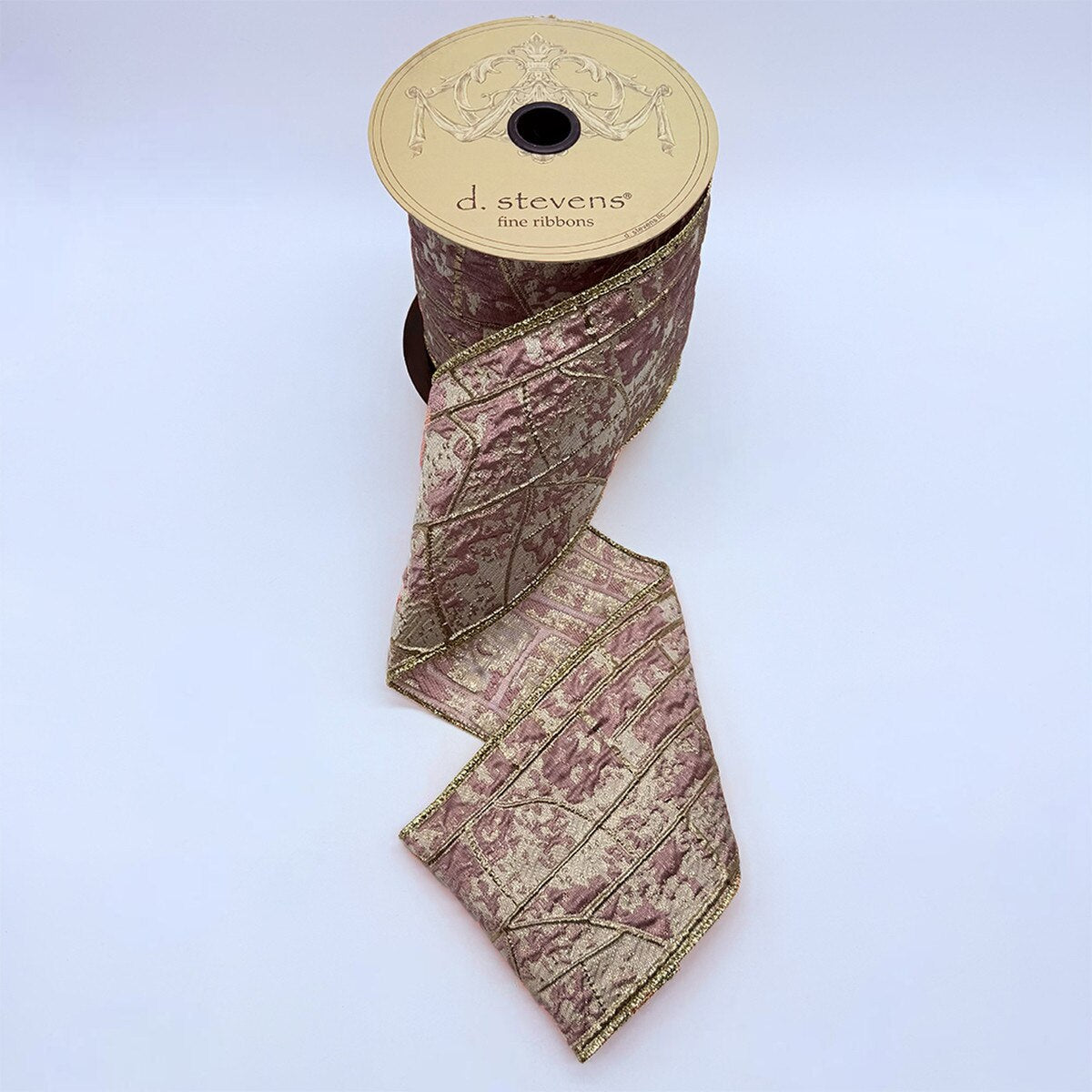 Light Mauve Metallic Abstract Pollock Jacquard Ribbon