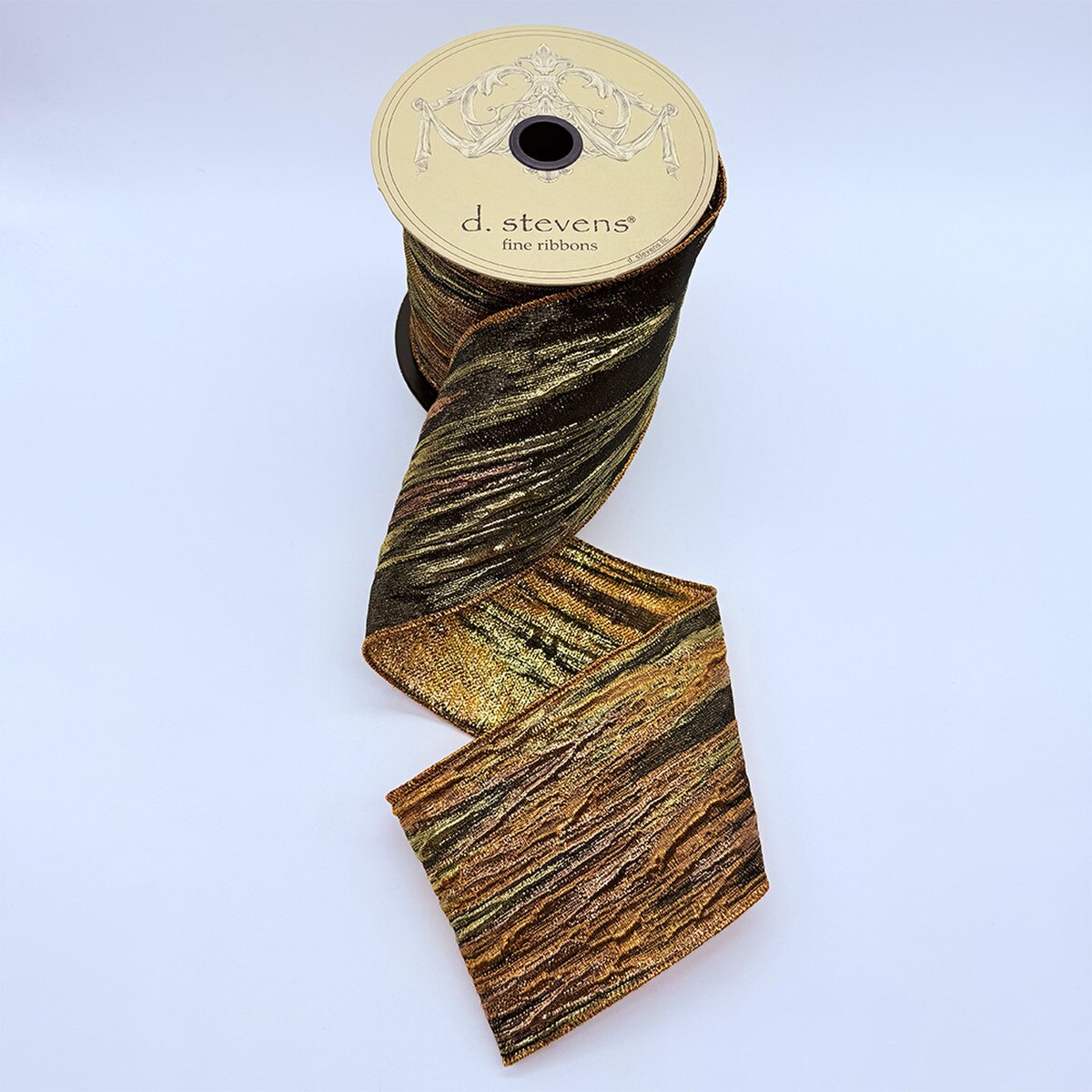 Copper Gold Jacquard Ribbon 4" x 10 Yds Metallic Abstract