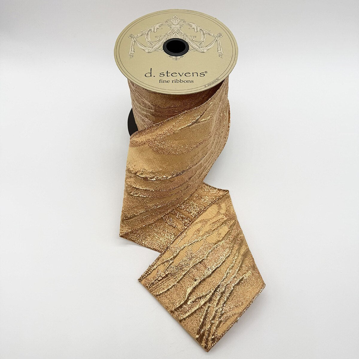 Gold Rose Gold Jacquard Ribbon 4 Inch x 10 Yards