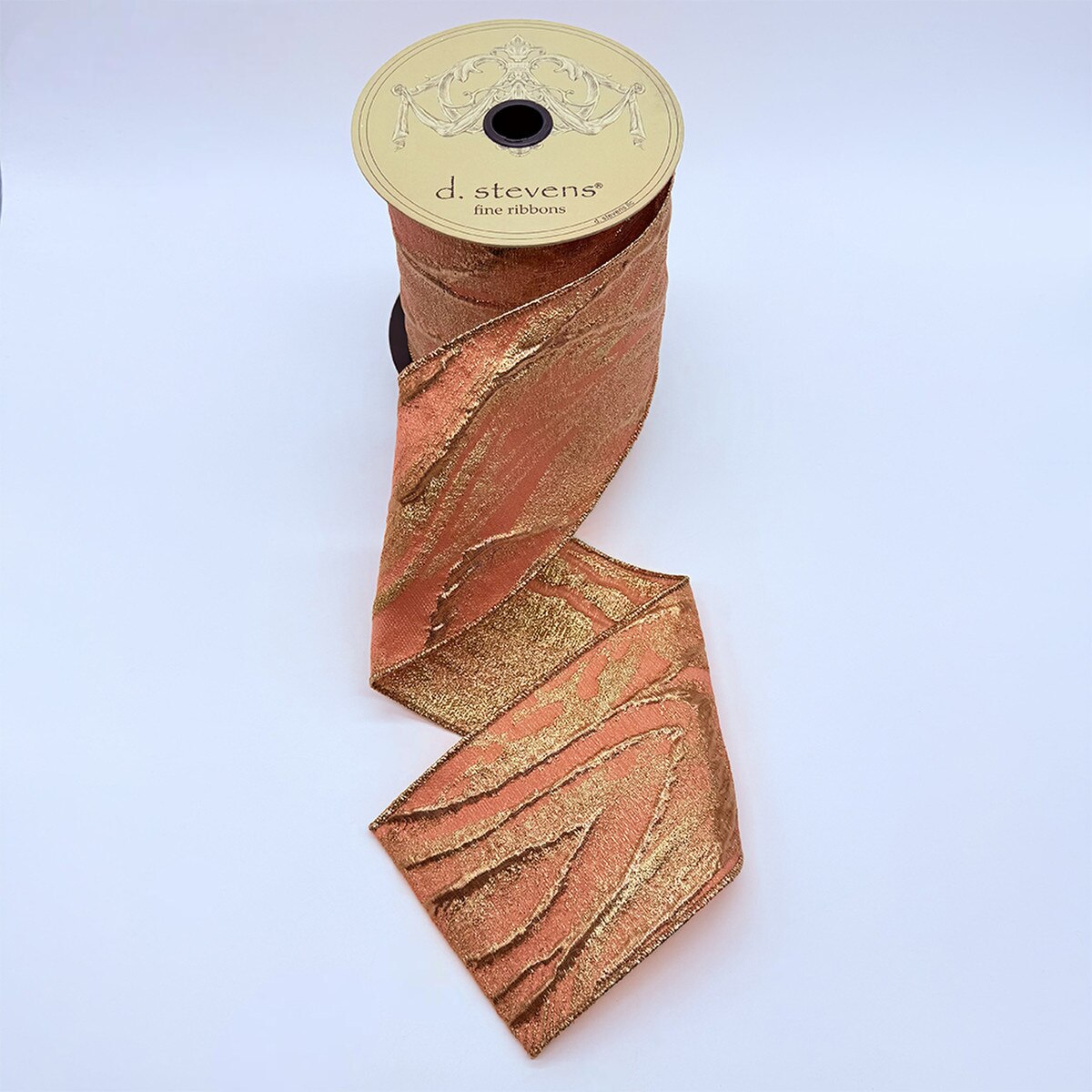 Jacquard Salmon Copper Ribbon 4 Inch x 10 Yards