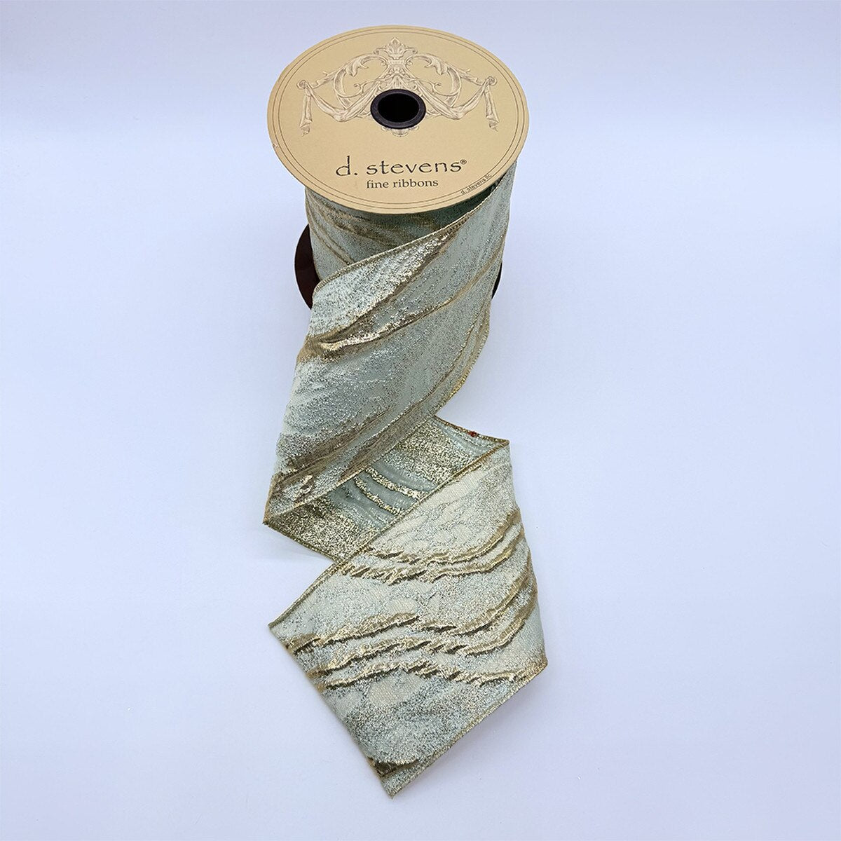 Stella Jacquard Ribbon Platinum Ice Blue 4" x 10 Yds