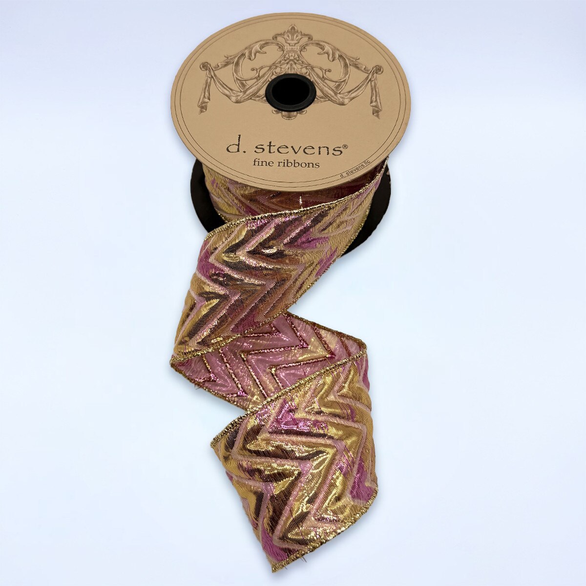 Jacquard Purple Gold Ribbon 2.5 Inch Two-Tone Chevron
