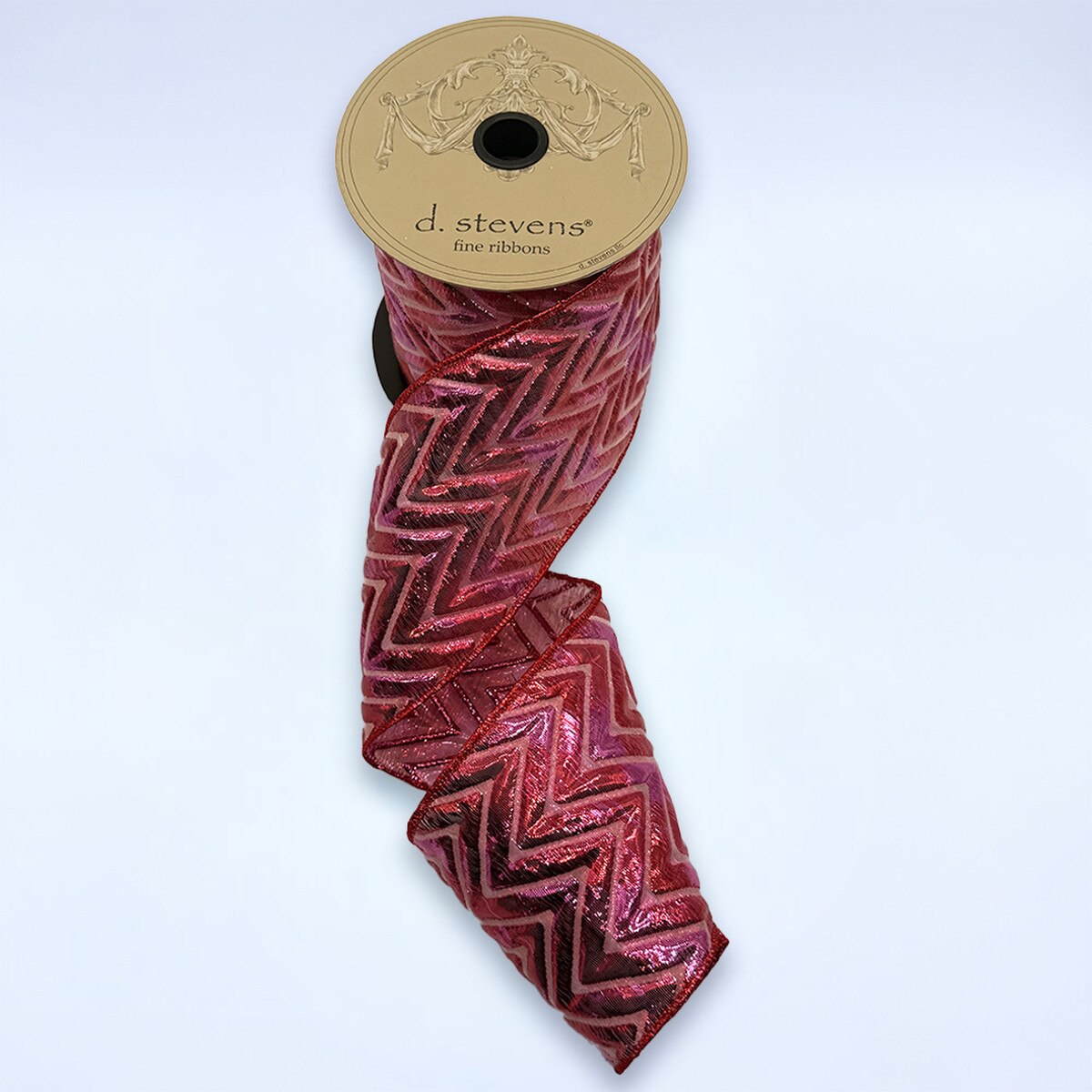 Hot Pink Red Metallic Chevron Jacquard Ribbon 4" x 10 Yds