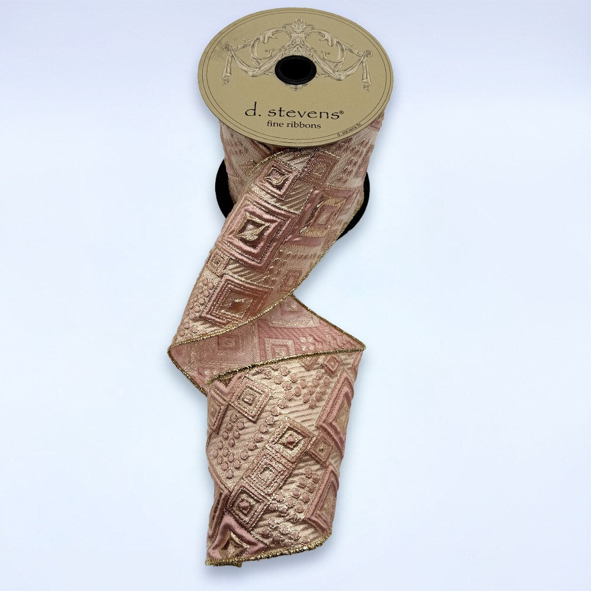 Harlequin Jacquard Ribbon Pink Gold 4" x 10 Yds
