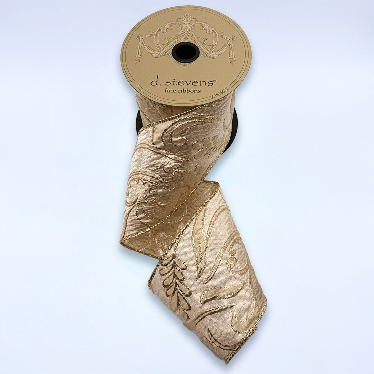 Jacquard Gold Platinum Ribbon Metallic Flora And Fauna 4" x 10 Yds