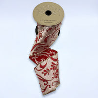 Jacquard Ribbon Red Gold Platinum 4 Inch x 10 Yards