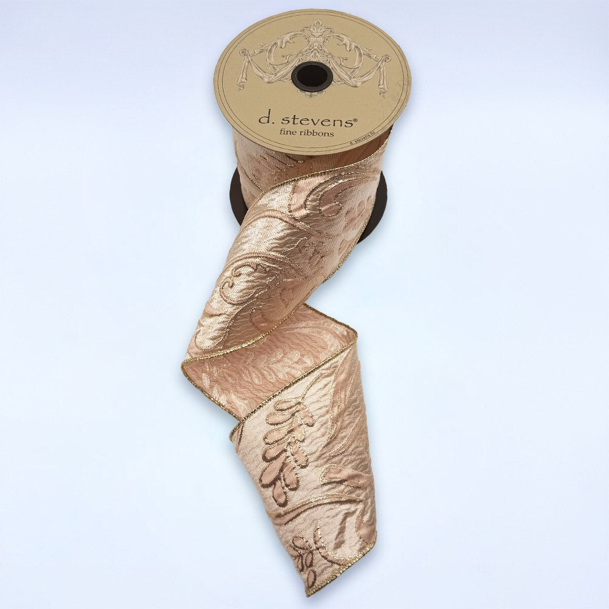 Jacquard Ribbon Pink Gold Platinum 4 Inch x 10 Yards