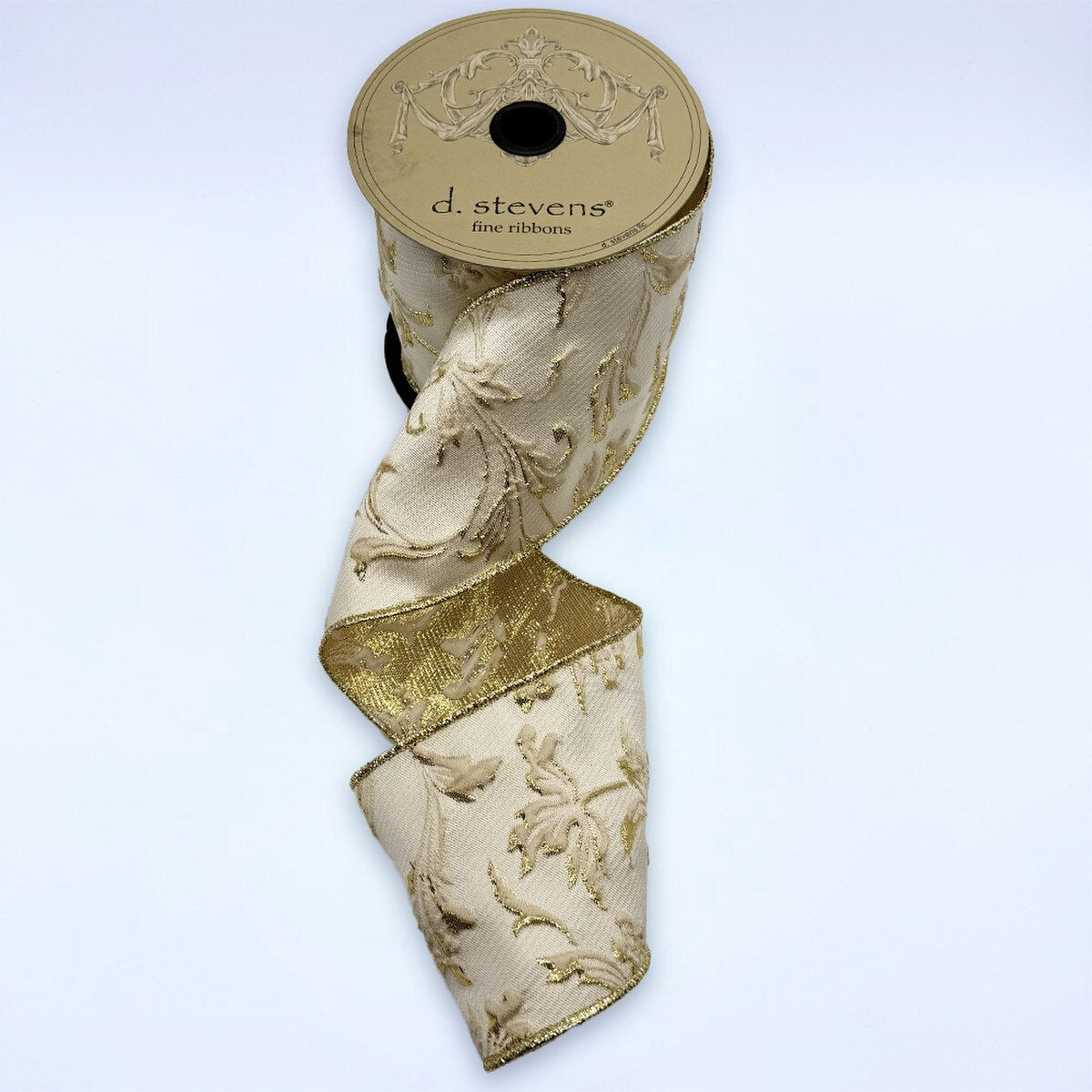 Gold Floral Acanthus Jacquard Ribbon 4 Inch x 10 Yards