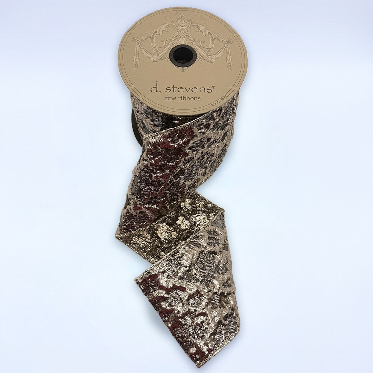 Halley Jacquard Pewter Platinum Ribbon 4 Inch x 10 Yards