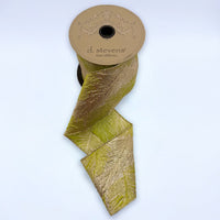Lime Green Gold Jacquard Ribbon 4 Inch x 10 Yards